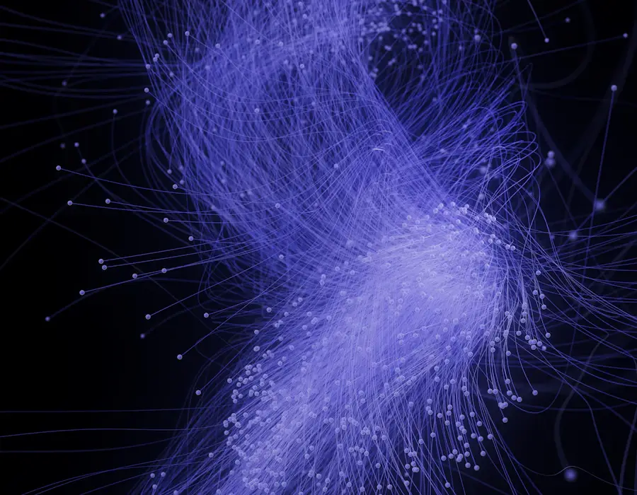 Network map of connected nodes on a dark background representing discovered assets
