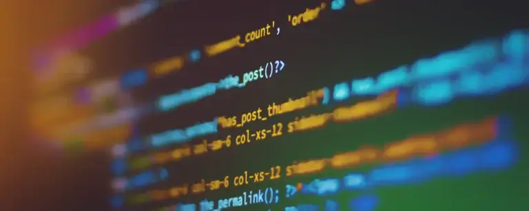 Close-up of application source code on screen