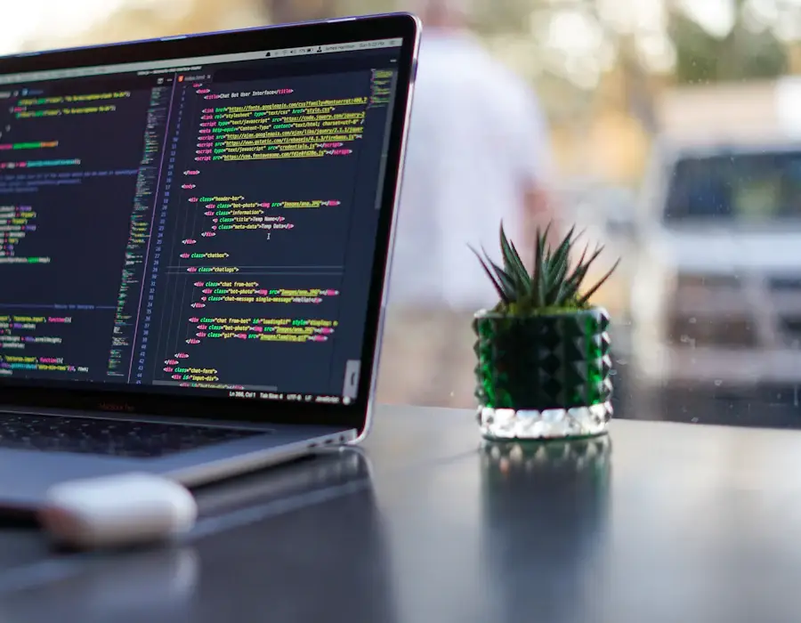 Programmer's laptop showing code ready for automated scanning
